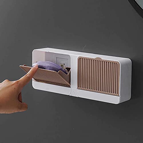 Vroxy Plastic Soap Dish/Soap Stand Case/Soap Holder Dish for Bathroom | Double Sealed Drain Soap Dish Tray Holder with Lid (Multi Color) (Double Grid) 2