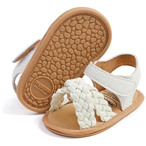 AKINGIO Infant Baby Girls Boys Sandals Rubber Soft Sole Premium Toddler First Walker Outdoor Summer Beach Shoes White 11CM Cover