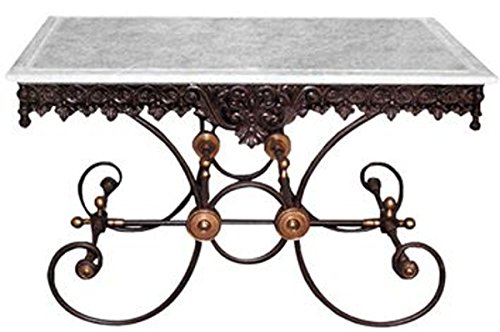 Casa Padrino Nostalgia Wrought iron dining table with white marble top - 130 cm x 80 cm x H75 cm garden furniture