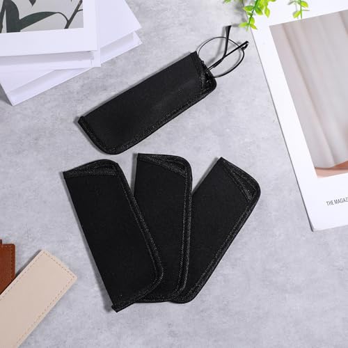 Image of 6 PCS Glasses Pouch, Soft EVA Eyeglass Bags Protective Soft Slip in Eyeglass Case Black Slim Unisex Glasses Sleeve Portable Sunglass Sleeve for Business Men Women Teen Student Scholars Reading