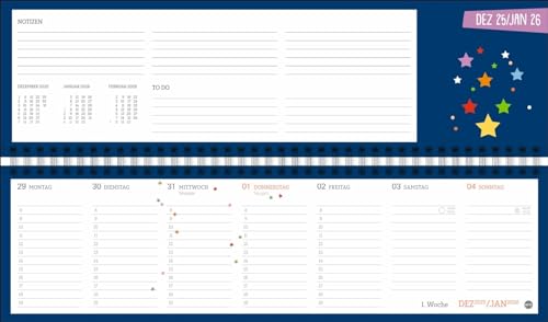 Design Wochenquerplaner 2025: Wochenkalender in frischen Farben zur Übersicht bei der Planung aller wichtigen Termine. Tischkalender für Büro und zu ... Platz für Notizen. (Tisch-Querplaner Heye)