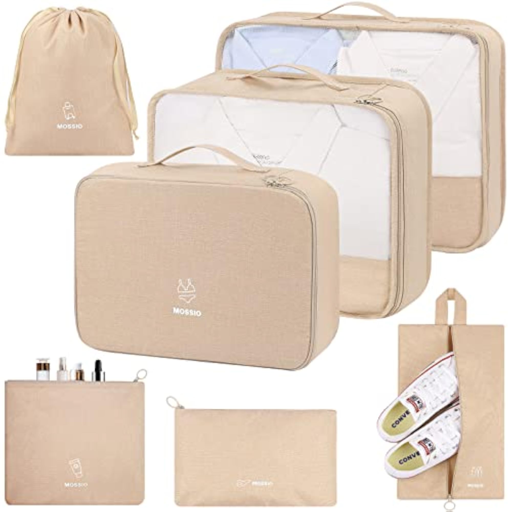 6 Set Packing Cubes with Shoe Bag, Travel Organizer