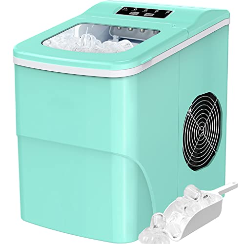 Ice Maker Machine for Countertop, 9 Bullet Ice Cubes Ready in 6 Minutes, 26lbs in 24Hrs Portable Ice Maker Machine Self-Cleaning, 2 Sizes of Bullet-Shaped Ice for Home Kitchen Office Bar Party