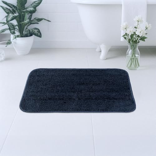Image of Earthy Fables Soft Microfiber Bath Mat - Loop Pile, Quick Dry, Anti-Skid, Water Absorbent, Non-Slip, Machine Washable Floor Rug, Shower Mat, Door Mat for Bathroom, Bedroom, 60x40 cm - Teal