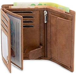 Persianas Modernas Precios FA.Volmer ® Cartera de auténtica Piel de búfalo, Cartera Grande para Hombre y Mujer, protección RFID con certificación TÜV, Color: marrón, Formato Vertical