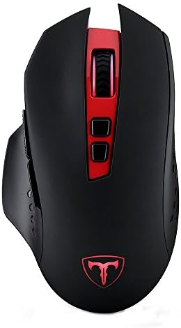 Patuoxun 2.4G Wireless 7-Button Gaming Mouse Con DPI (800, 1200, 1600, 2000, 4800) Regolabile per Gioco- Rosso