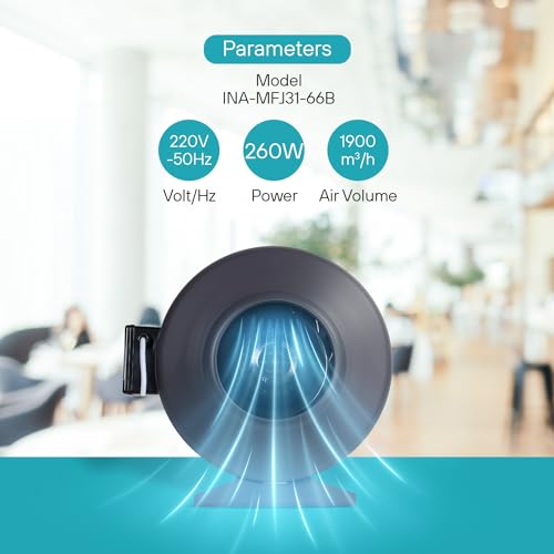 Image of INAIR | Circular Exhaust Fan | INA-CDF31-66B | 1900 (m3 /h) Airflow | Silent, Energy-Saving Copper Motor | Durable Metal Build, Stable Air Pressure | Ventilation Fan for Bathroom, Kitchen & Shops