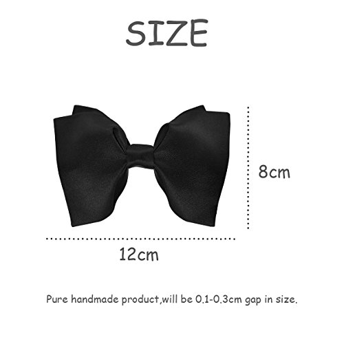 Guuniee Mens 100% Satin Silk Oversized Pre-Tied Bowtie Formal Tuxedo Big Bow Ties (Black) #TOP2