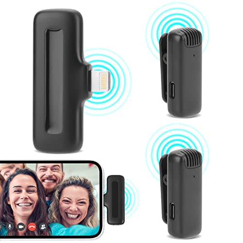 ASCOZY Wireless Lavalier-Mikrofon für iPhone und iPad mit 2 Sendern für YouTube, Podcast, Facebook...