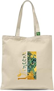 all sas Borsa shopper in tela di cotone 100% con stampa quadri Vincent Van Gogh Iris
