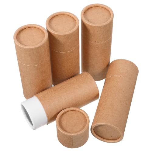 VINTORKY 5 Pièces Lot de Tubes Carton Kraft Ronds pour Emballage Huiles Essentielles et Senteurs Boîte Ronde Papier Kraft avec Couvercle Conservation Parfumée Aromathérapie Portable et