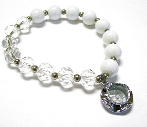 Linpeng Womens Beads,Charm Stretch Bracelets, White, 7 5 Inch Us #TOP2