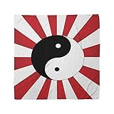 Ambesonne Unisex Bandana, Ying Yang Asian Chinese Sun, White Black