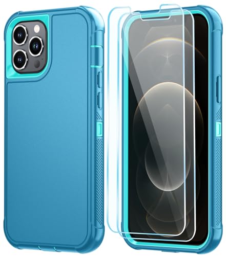 Image of SunStory Compatible with iPhone 12 Pro Max Case with HD Screen Protector, 3-Layer Heavy Duty Full-Body Cover,3 in 1 Hybrid Protective Case for iPhone 12 Pro Max 6.7 inch,LakeSkyBlue