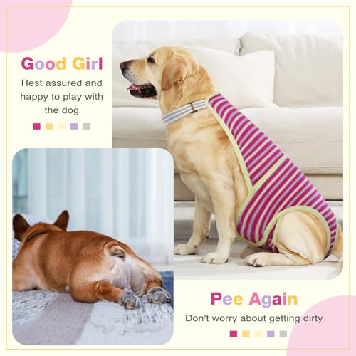 OUOBOB Fraldas para cães femininas, macacão lavável com suspensório ajustável, calcinhas menstruais