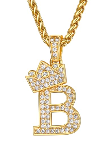 Cadeau collier lettre homme Supcare pendentif plaqué or avec boîte incluse