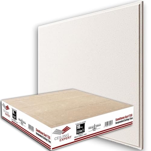 Suspended Ceiling Tiles TEGULAR Edge 600mm x 600mm, 595mm x 595mm Similar to Dune Supreme Evo Zentia Aruba Tegular 10 Tiles Box
