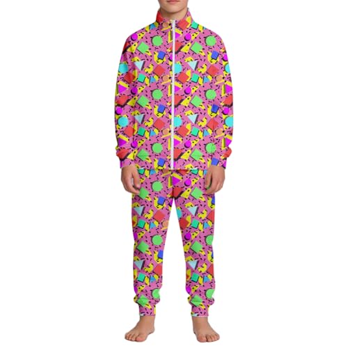 Image of Kids Two-Piece Classic Zippered Sports Jacket Set Sweatpants Jogging Teenager Sportswear Set