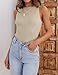 ZESICA Womens 2025 Ribbed Tank Tops Summer Sleeveless High Neck Casual Slim Fitted Basic Knit Shirts,Sand,Small