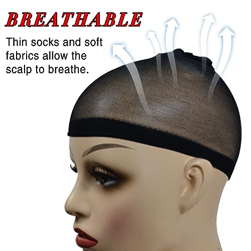Goiple 20PCS HD Wig Cap for Lace Front Wig, Stocking Stretchy Wig Caps for Women Men, Stretchy Nylon Stocking Wig Caps Wig Bald Cap for Wigs, Transparent Wig Cap with Elastic Band(HD Black)