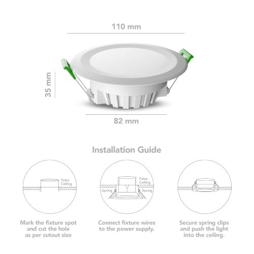 Image of LEDURE Sky Downlight 7W | Pack of 2 | Extra Bright | Concealed LED Light | Ceiling Light | 7W Cool White Round Downlight |Recessed Mount for Glare-Free | Cutout - 3 inch