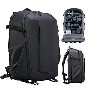 ULANZI Camera Backpack Professional Bag, Water-Resistant Photography Camera Case Anti Theft Travel for Photographers DSLR Mirrorless Camera Lens Tripod Holder 16″ Laptop Black 22L
