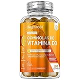 Vitamina D3 4000 UI de Concentración en 120 Gominolas Sin Azúcar Sabor Limón - Para Absorción del Calcio, Mantenimiento de Huesos y Función Normal del Sistema Inmunitario, Para 4 Meses