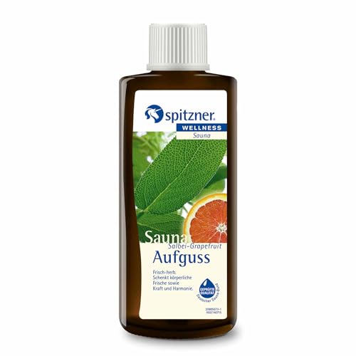 Spitzner esencia para saunas Salvia-Pomelo fresco-agrio 190 ml - infusión de bienestar con fragancia de sauna vigorizante para frescura y energía, anti-estrés, aceite de sauna natural