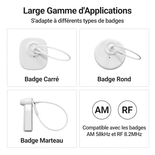 Secureyvill Cordon de sécurité pour étiquettes de sécurité EAS - Cordon de sécurité - 17 cm - Cordon de sécurité antivol - Une broche et une boucle pour vente au détail de vêtements, sacs, antivol – vue 3