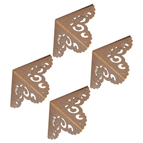 Image of Hilitand 4 Pack Furniture Corner Protector, Metal Safety Furniture Bumpers Corner Guard Jewelry Box Guard Cover (Bronze)