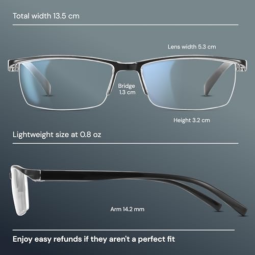 gaoye 6 pack executive style reading glasses men - durable readers with blue light filtering - comfortable fit with tr90