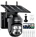 INQMEGA WiFi-Solar-Sicherheitskamera, 3K/6 MP, Dual-Objektiv, 12-facher Zoom, kabellose Außenkamera, PIR-Bewegungserkennung, Farb-Nachtsicht, Strahler und Sirene, Cloud- und microSD-Speicher