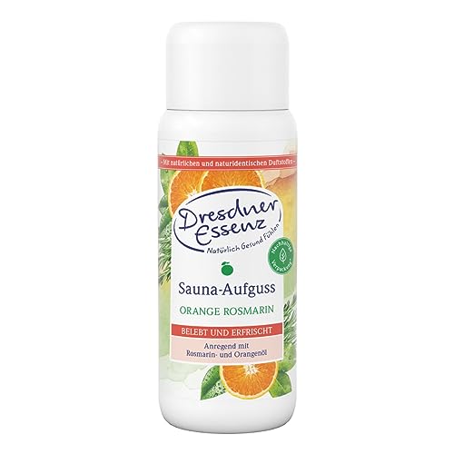 Dresdner Essenz Sauna-Aufguss Orange Rosmarin mit natürlichen und naturidentischen Duftstoffen | anregend und belebend mit Rosmarin- und Orangenöl| 250 ml