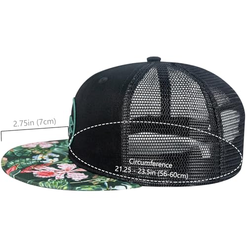 Image of BASSDASH Flat Brim Trucker Cap Adjustable Snapback Hat Mesh Back for Men Women