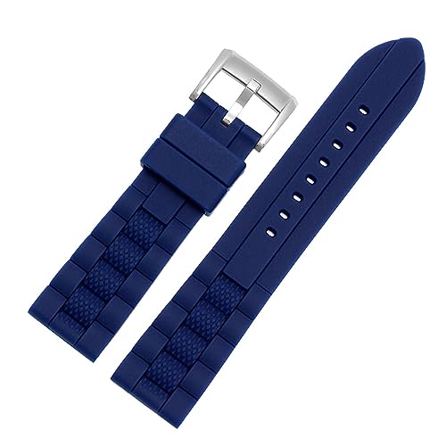Bracelet en silicone souple bleu-noir 22mm pour montre homme avec fermoir robuste