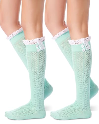 Image of Syhood Long Button Boot Socks with Lace