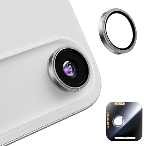 Image of MAGIC JOHN for iPhone Air Camera Lens Protector [Alignment Kit&1:1 Invisible Fit] 9H Aerospace Tempered Glass, Ultra HD, Metal Individual Ring,Set of 2,Sliver