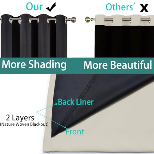 Image of Yakamok Stone Blackout Curtains 96 Inches Long for Bedroom 52 inch Wide 2 Panel | Blackout Curtain Panels for Bedroom, 2 Thick Layers Grommet Top Thermal Insulated Drapes with Black Liner for Living Room