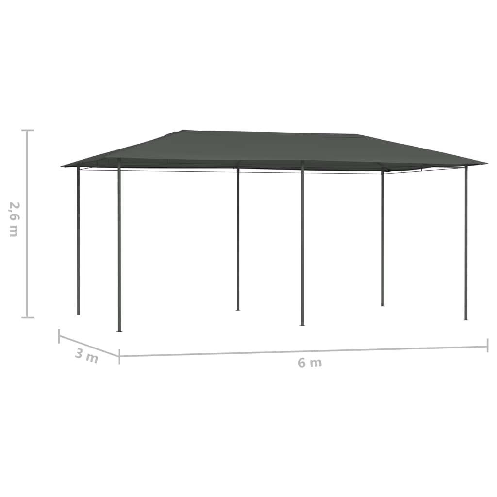 Gazebo da Giardino 3x5 Metri, Struttura in Acciaio con Tessuto 160 g/m², Tenda per Feste e Campeggio, Protezione Solare e Pioggia, per Giardino e Spiaggia, Colore Antracite, 2.98x5.3x2.59 m
