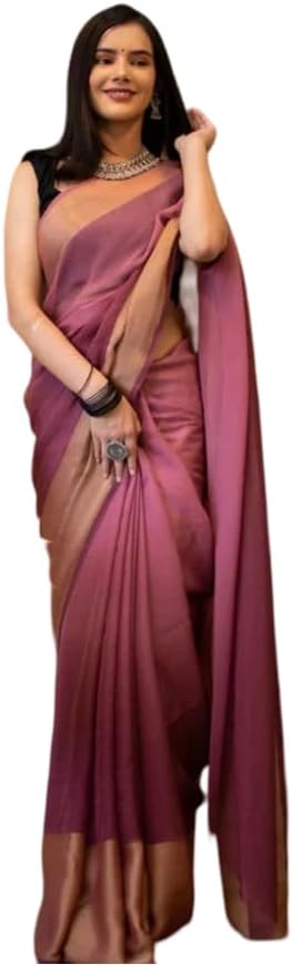 Ready to wear saree one min ready saree Pre draped pre-stitched sari with Unstitched Blouse