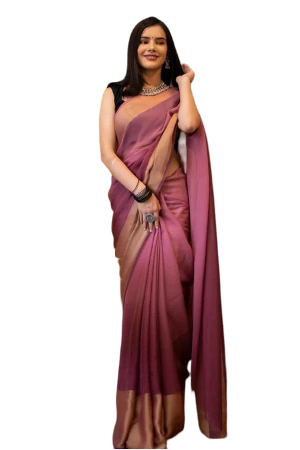 BE4ME.COMReady to wear saree one min ready saree Pre draped pre-stitched sari with Unstitched Blouse