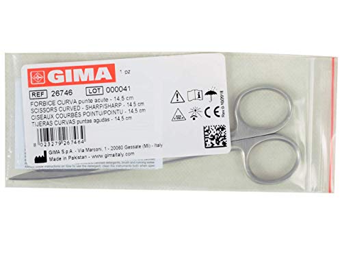 Gima - Gebogene Chirurgische Schere, Spitze Ende, aus Edelstahl, 14.5 cm
