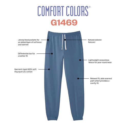 Comfort Colors Adult Lightweight Cotton Sweatpants with Pockets, Style G1469, Pepper, Medium