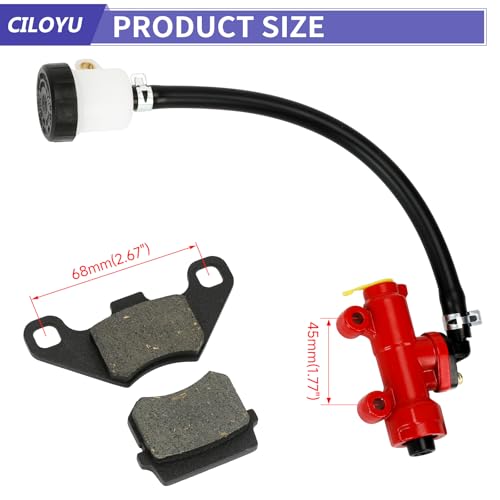 Image of KT196 Brake Master Cylinder with Brake Caliper Pads Assembly Replacement for Coleman 196cc Go Kart Cart Powersports Parts Kit Accessories Red