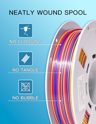 Image of PINBALL Silk Rainbow 3D Printer Filament Bundle, Shiny Multicolor PLA Filament Fast Color Change, 250g Spool, 4 Rolls, 4 Colors