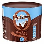 Options Belgian Chocolate Instant Hot Chocolate Drink 1kg Tub, Low Calorie Hot Chocolate Powder, 40 Servings, Gluten Free, Vegetarian (1kg Tin, Pack of 1)