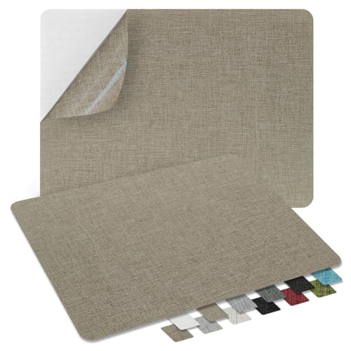 ZESION 2Pcs Self-Adhesive Linen Fabric Patches, Quick Repair for Sofas, Tents, Car Seats/8" x 11", Beige