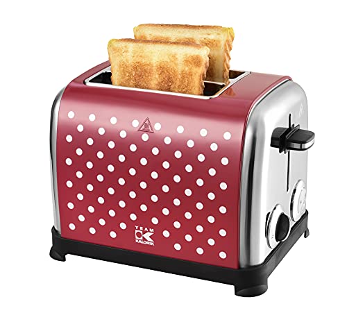 Kalorik 2-Scheiben-Toaster, Retro-Design, Separater Brötchenaufsatz, Integrierte Krümelschublade, 950 W, Rot/Weiß, TKG… – Bild 3