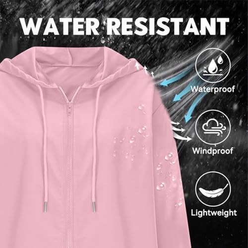 Rain Jacket Women Waterproof Windproof Lightweight Hooded Raincoat Full Zip Drawstring Outdoor Hiking Windbreaker4
