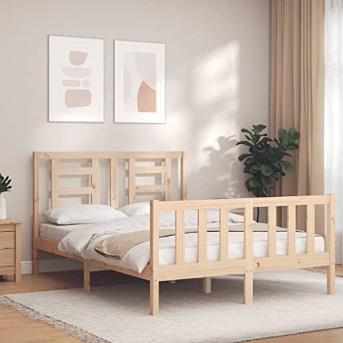 HaoChrymec Cama de Madera Maciza de Pino, con Cabecero y Piecero, Cama Individual Ideal para Habitación Individual o Juvenil, 120x200 cm